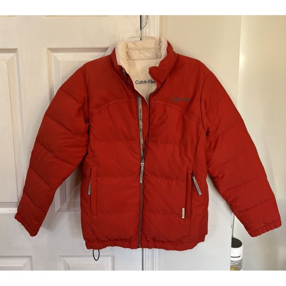 Calvin Klein Women's Sz S Down‎ Puffer Coat  Orange